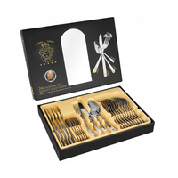 36 pièces de vaisselle argent et plaqué or couverts serveur Medusa Design ensemble de couverts avec étui en bois