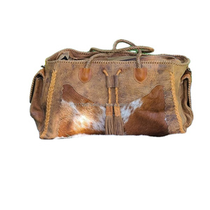 Fashion Genuine Leather Bucket Latest Style Handmade Two Zipper Extra <b>Space</b> Women's Durable Tassel Vintage <b>Bag</b> - Product Image 4