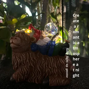 Lámpara Solar Decorativa de Resina para Jardín, Patio, Diseño de Vaca de las Tierras Altas, Elfo, <span class=keywords><strong>Duende</strong></span>, Burbuja - Product Image 2
