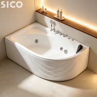 Baignoire de massage à remous rectangulaire moderne autoportante – Baignoire d'angle à jets haut de gamme portable pour salles de bain de villas de luxe