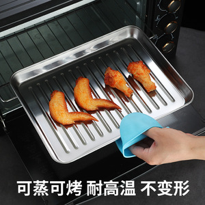 Stainless Steel <b>BBQ</b> Pan Rectangular Golden Nonstick Oil Drainage <b>Tray</b> For Hotel Food Multifunctional Serving <b>Trays</b> - Product Image 5