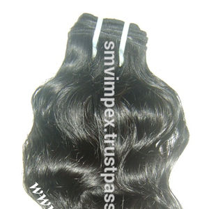 100% Extensiones de cabello ondulado de cuerpo de cabello virgen indio de calidad cruda sin procesar, extensión de alta calidad de grado indio Remy virgen - Product Image 1