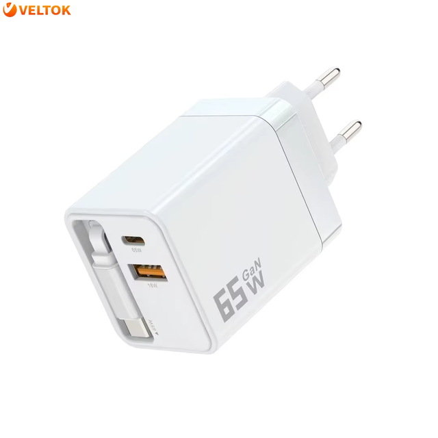 65w Gan Pd Charger With Stretchable Cable - Smarter,Faster,And Portable Charging Solution