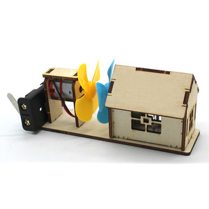 Kit de modèle de maison à énergie éolienne en bois, expérience scientifique éducative, jouet STEM pour enfants de 7 à 9 ans, alimenté par batterie, assemblage manuel - Product Image 3