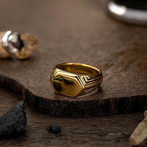Fashion <b>Ring</b> 316L Stainless Steel PVD Gold Plating Resistant Sustainable Men's Jewelry - Product Image 3