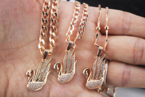 BMZ − collier en or <span class=keywords><strong>rose</strong></span> 18k, pendentif en cristal, cygne, <span class=keywords><strong>rose</strong></span>, meilleure qualité, <span class=keywords><strong>champagne</strong></span>, or, pour la fabrication de bijoux - Product Image 5