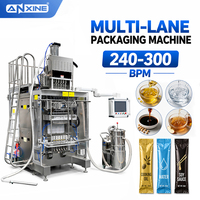Machine d'emballage multi-voies pour liquides : sauce de poisson, sauce chili-lime, jus de citron, sachets de sauce individuels