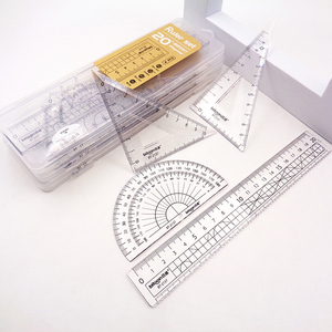 Gran oferta, juego de reglas de escala de ondas triangulares acrílicas transparentes, impresión de tinta Simple para dibujar, juego de papelería de plástico para oficina y escuela - Product Image 3