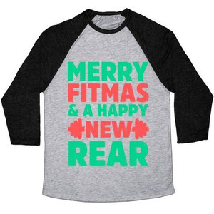 Merry Fitmas and a Happy New Rear Unisex Tri-Blend <b>Baseball</b> <b>Tee</b> - Product Image 4