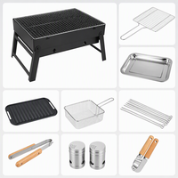 Barbecue portable en acier inoxydable au charbon de bois, pliable, pour le camping, les pique-niques, les fêtes de jardin, la cuisine à domicile et les événements.