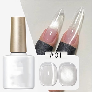 Vernis Gel Effet Œil de Chat Blanc Galaxie avec Perles de Verre et Cristaux, Grand Effet Magnétique, Gel UV pour la Conception d'Ongles - Product Image 1
