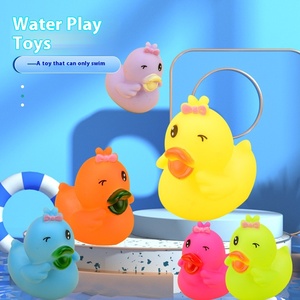 Juguete de baño de pato de dibujos animados pinchable, juguete colorido de vinilo para nadar, juego de agua, juguete de plástico para bebé para niños - Product Image 3