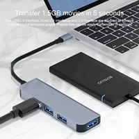 Adaptor HUB USB 3.0 4 Port, dengan Splitter Multi USB-C 5Gbps kecepatan tinggi 5Gbps untuk aksesori PC Pro