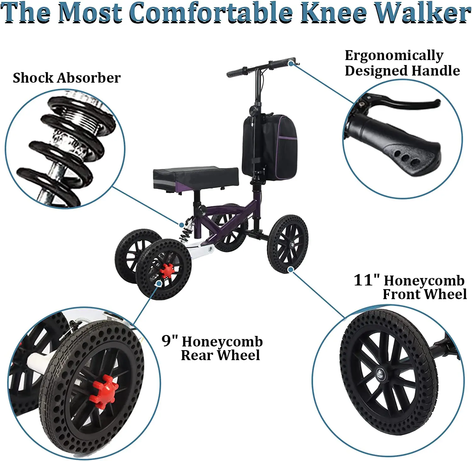 Ousite Knee Scooter Disc Brake Easy To Slide