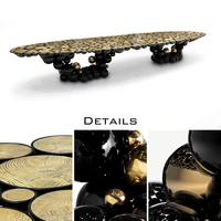 Table à manger élégante et luxueuse en aluminium coulé plaqué or avec une structure unique pour la maison et l'hôtellerie