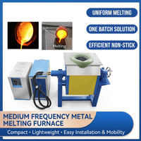 Horno de Inducción de Frecuencia Media para Fundir Metales como Oro, Plata, Cobre, Acero, Hierro y Aluminio, 380V 1800