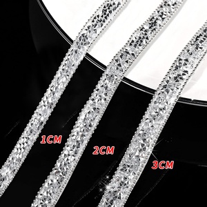 Manufacturers Supply Eco-Friendly 3D DIY Jewelry Accessories 1CM <strong>Resin</strong> Drill <strong>Strip</strong> Bead Chain Rhinestone Patch - Product Image 1