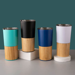 <span class=keywords><strong>Vaso</strong></span> creativo de acero inoxidable de bambú de 18Oz, taza de café y cerveza al vacío de doble pared, <span class=keywords><strong>termo</strong></span> portátil para coche, tazas de vidrio para hielo - Product Image 5
