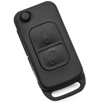 Coque de clé de voiture pliable de remplacement fiable à 2 boutons avec lame vierge non coupée pour télécommande d'entrée sans clé