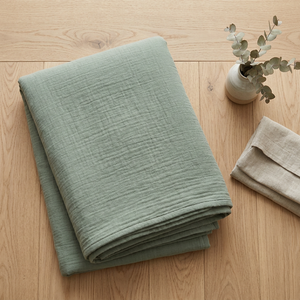 GOTS Organic Cotton 8-Layer Muslin <strong>Blanket</strong> 120"x120"|Heavyweight Oversized Crepe Bedspread|Custom Label Low MOQ Boutique Bedding - Product Image 1