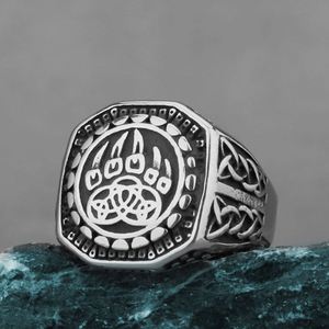 Fashion Hip Hop Nordic Viking Bear Claw <b>Celtic</b> Knot Men's Amulet Charm <b>Ring</b> Stainless Steel Vintage Kaining VK79 Daily Wear - Product Image 6