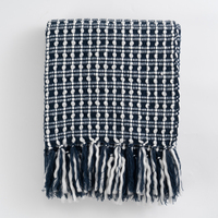 Couverture décorative tissée épaisse OEM ODM à pois popcorn avec franges à pompons pour salon, chambre et hôtel