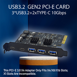Adaptador HUB <span class=keywords><strong>PCI</strong></span> <span class=keywords><strong>Express</strong></span> X4 a <span class=keywords><strong>3</strong></span> Puertos Tipo A, 2 Puertos USB C USB <span class=keywords><strong>3</strong></span>.2 Gen 2 10Gbps, Chip ASM3142 + VL822, Tarjeta de Expansión <span class=keywords><strong>PCI</strong></span>-E USB <span class=keywords><strong>3</strong></span>.0 - Product Image 2