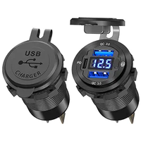 Puerto USB de carga rápida dual de aluminio 3,0 y enchufe PD USB C con interruptor de voltímetro