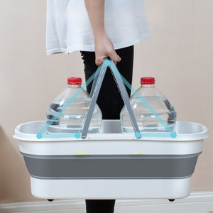 Portable Silicone <b>Bucket</b> Used for Household Large <b>Mop</b> <b>Bucket</b> Rectangular Thickened Plastic Folding Car Washing <b>Bucket</b> Water - Product Image 4