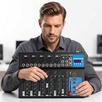 AOFO F7 Mixeur audio numérique professionnel pour DJ, 7 canaux, Bluetooth, karaoké, personnalisable, puissance 16W, 100-240V, son surround USB, XLR