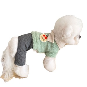 Dog Clothes Autumn <b>Winter</b> Fleece Lined <b>Overalls</b> Thick Four Legged Small Dogs Teddy Solid Color Polyester Coats Jackets - Product Image 5