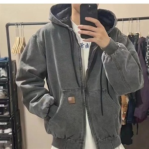 Men's Quilted Cotton-Padded Blazer Poncho Coat with Hood Kanye J30 Canvas - Product Image 5