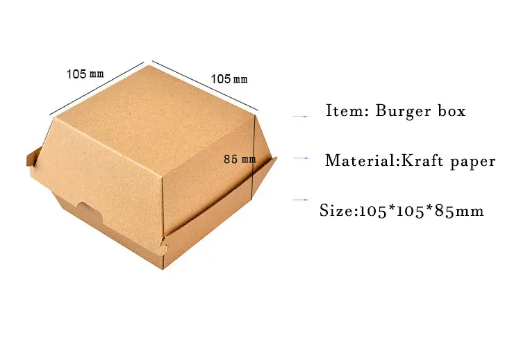 새로운 디자인 크래프트 햄버거 상자 샌드위치 햄버거 포장 상자