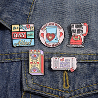 Bijoux inspirés du dessin animé Phone Match Stamp Inspirational English Short Phrase disant émail Épinglettes