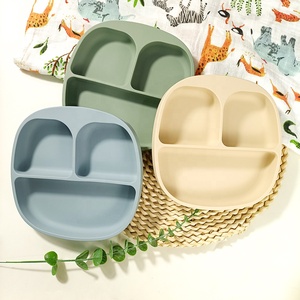 Customized Color Logo Silicone Toddler <b>Divided</b> Bowl With Suction Food Grade BPA Free Kids Mealtime Tableware Dinnerware - Product Image 3