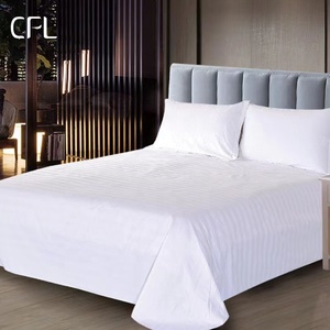 <span class=keywords><strong>Set</strong></span> di Biancheria da Letto di Lusso Stile Hotel 100% Cotone Raso a Righe Bianco per Hotel - Product Image 4