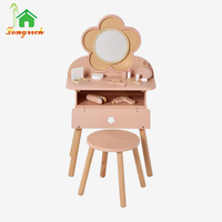 Ensemble de coiffeuse moderne pour filles, avec chaise, miroir et tiroir - pour la chambre à coucher, table de maquillage idéale pour s'entraîner à appliquer le maquillage