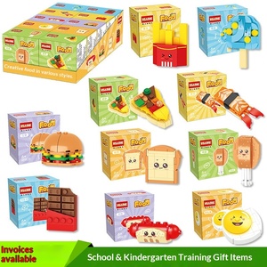 Mini Caja de Bloques de Construcción de Plástico de 40 Piezas, Juguete Educativo, Regalo, Diseño de Restaurante de Comida Rápida con Hamburguesas y Frutas - Product Image 4