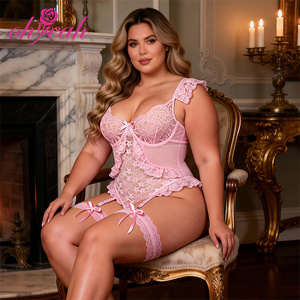 Body <span class=keywords><strong>sexy</strong></span> en dentelle <span class=keywords><strong>grande</strong></span> <span class=keywords><strong>taille</strong></span> avec bretelles réglables, lingerie féminine ODM avec porte-jarretelles, body en maille sans entrejambe, vente en gros - Product Image 4