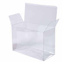 Boîte d'emballage carrée en PET plastique transparente pliable personnalisée avec matériaux recyclés pour autocollants de bougies et artisanat (épaisseur 0,5 mm)