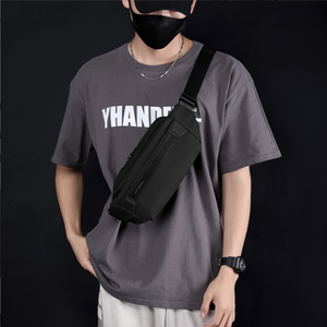 Pochette banane légère à la mode pour hommes <span class=keywords><strong>Streetwear</strong></span> Sports Voyage Loisirs de plein air Sac banane Noir Gris Sac de taille en matériau PU - Product Image 3