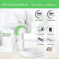 Nouveau ventilateur électrique multifonctionnel Rechargeable 3600mah Mini plancher télescopique pliant à faible bruit ventilateur d'été refroidissement pour la maison