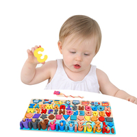 Montessori 7 in 1 Papan Aktivitas Puzzle 3D Bentuk Ikan Kayu, Permainan Edukasi Dini untuk Anak Laki-laki dan Perempuan