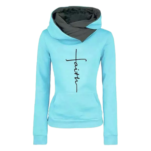 Sudadera con capucha de manga larga y cuello alto con estampado de la marca Faith para moda de invierno, estilo casual - Product Image 3