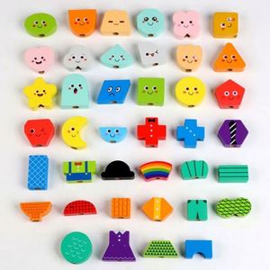 ของเล่นไม้สำหรับเด็กวัยหัดเดิน Montessori การเรียงลำดับสีสันสดใสน่ารักเกมเชือกผูกหลายฟังก์ชันสำหรับเด็กวัยหัดเดิน - Product Image 6