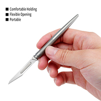 Couteau de poche EDC en titane TGZUO, outil utilitaire d'extérieur avec # 11 Lames de rechange pour couteau de chasse, couteau de chasse portable