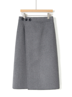 Falda de lana transpirable de doble cara para mujer, estilo cruzado formal, diseño de ganchillo, agradable al tacto, OEM/ODM de fábrica