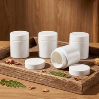 Pot en verre opaque blanc en gros, récipient en verre à large ouverture avec couvercle sécurité enfant pour herbes, grains de café, fleurs séchées, épices