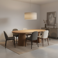 Ensemble de salle à manger ovale extensible en bois massif contemporain, mobilier moderne pour la maison, assemblé