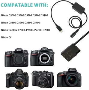 Convertisseur USB-C PD vers batterie factice EN-EL14 EP-5A avec coupleur CC pour <span class=keywords><strong>Nikon</strong></span> D3100 D3200 D3300 <span class=keywords><strong>D3400</strong></span> D3500 D5100 D5200 D5300 D5500 - Product Image 6